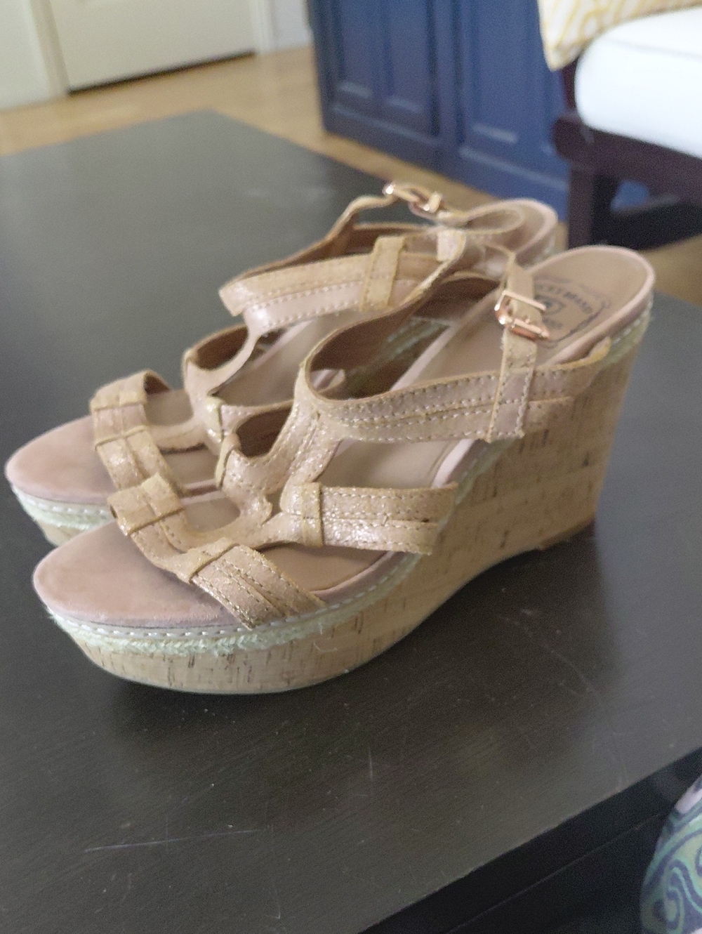LUCKY BRAND Wedge Sandals in Tan Cork Platform - Women 8.5